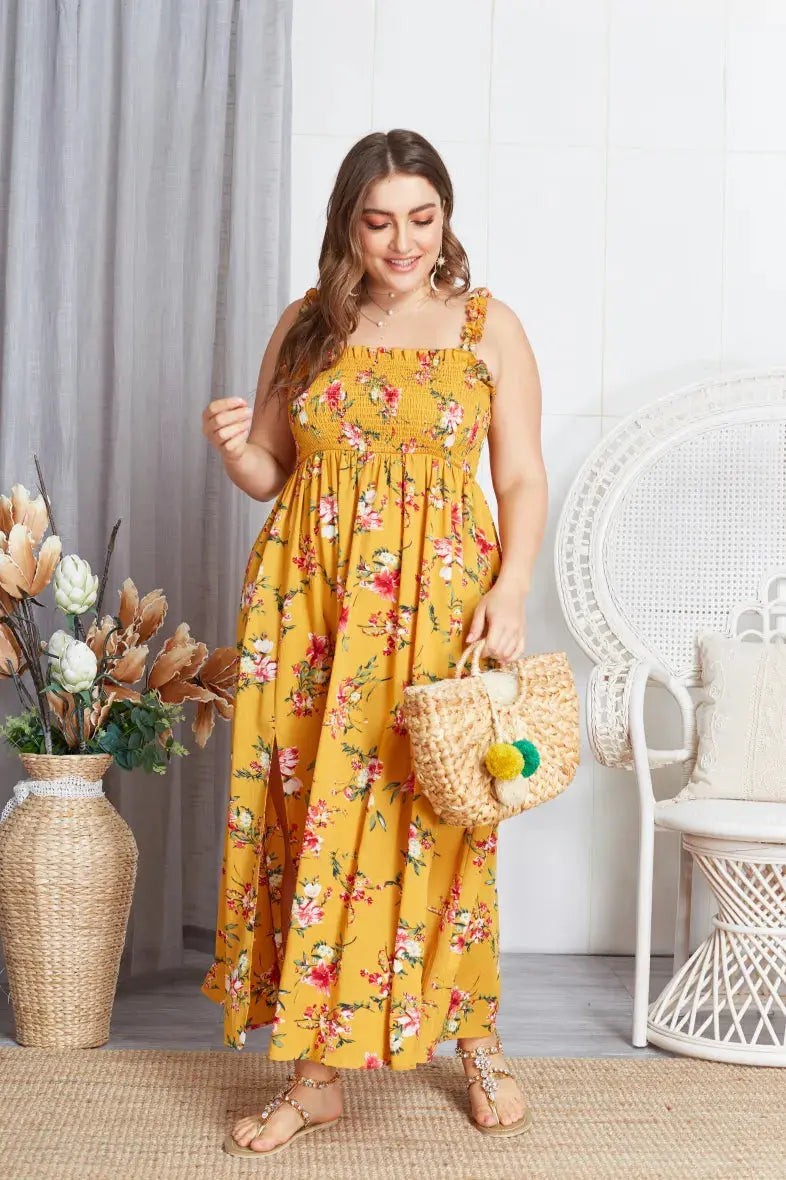 *Robe Jaune à Motifs Floral YOPHIY CURVES