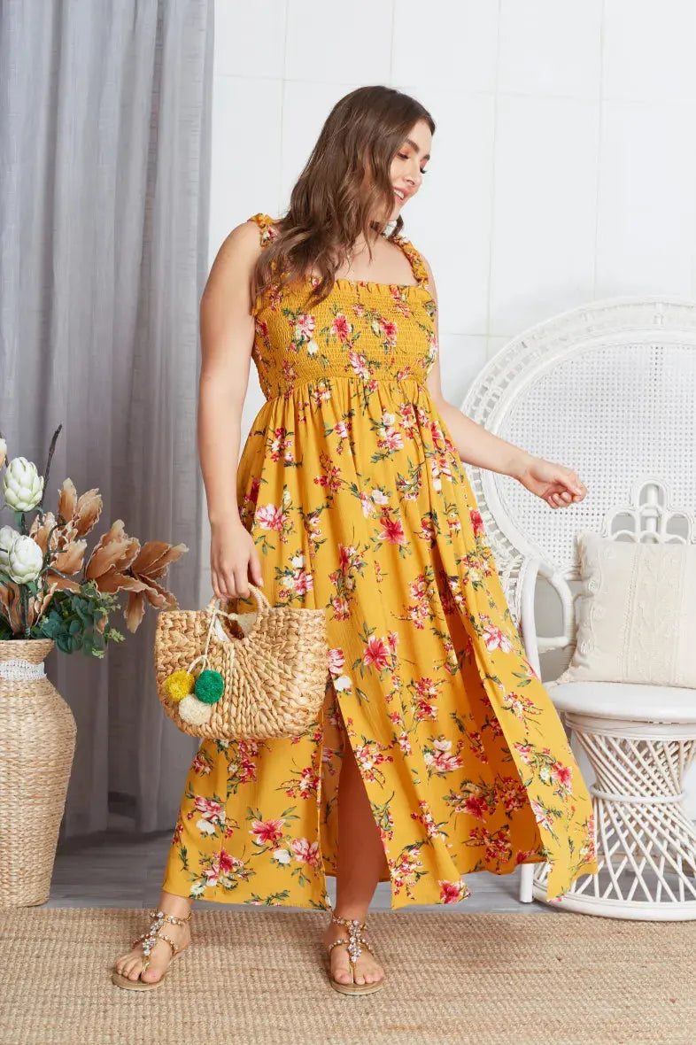 Robe jaune a fleur sale