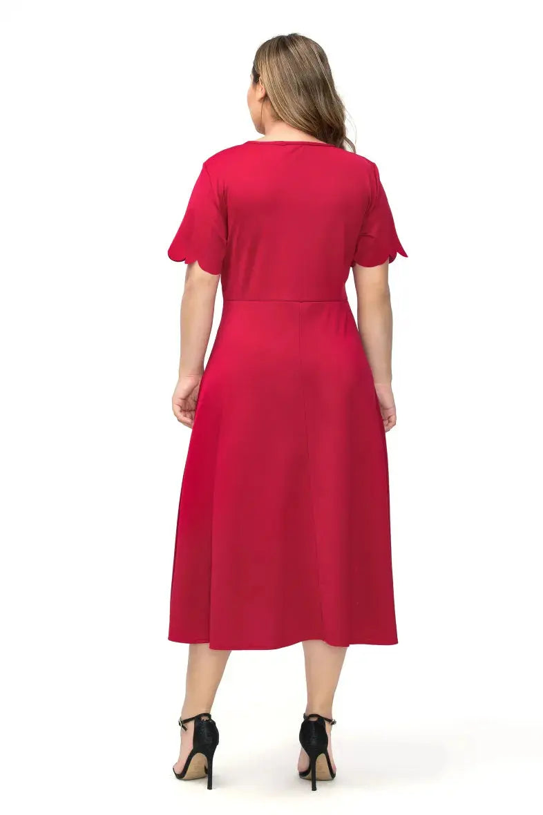 Robe Rouge Col Maille Tendance YOPHIY CURVES