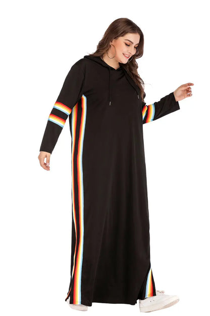 Robe Sweat-Shirt Longue Noire Capuche YOPHIY CURVES YOPHIY CURVES